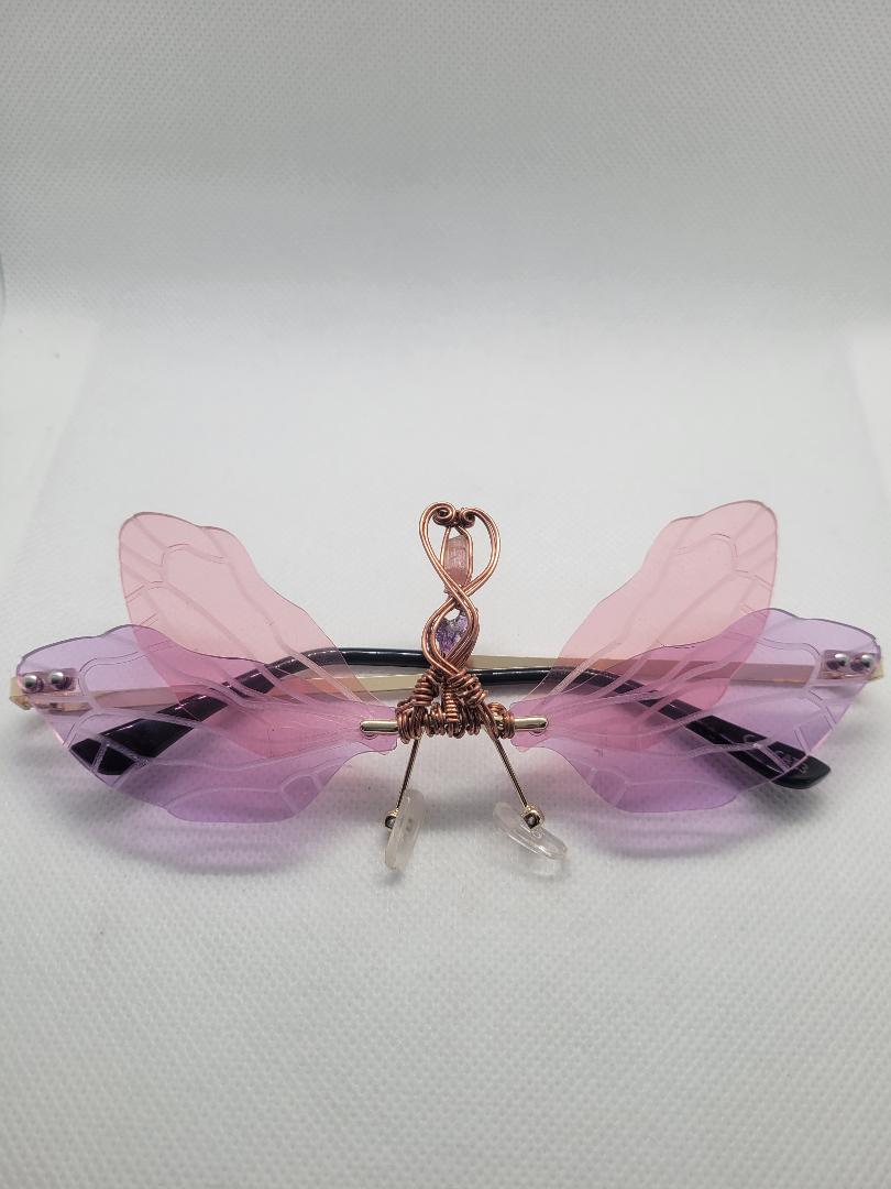 Pink & Purple Tint Dragonfly Third Eye Shades - Pink Tourmaline and Amethyst