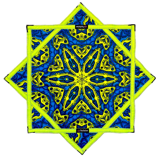 Mini - Blue & UV Yellow Robotic Design + 2x Sided Flow Star (UV Print & Edge) 24"