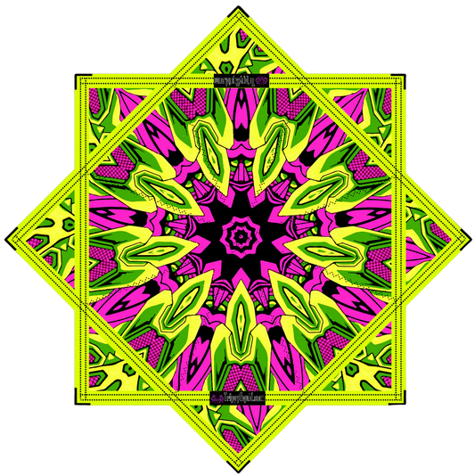 Mini - Neon Yellow & Pink 2x Sided Flow Star (UV-REACTIVE Print + Edge) 24"
