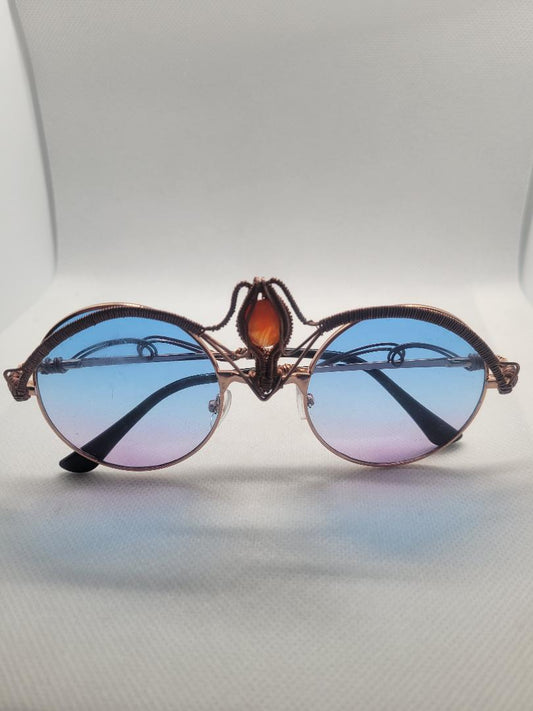 Blue & Purple Faded Tint Third Eye Glasses - Carnelian Facet Gem