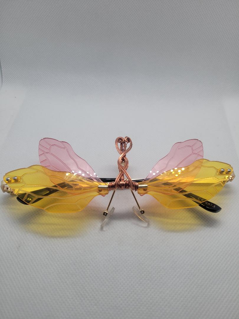 Pink & Yellow Tint Dragonfly Shades - Pink Tourmaline and Citrine