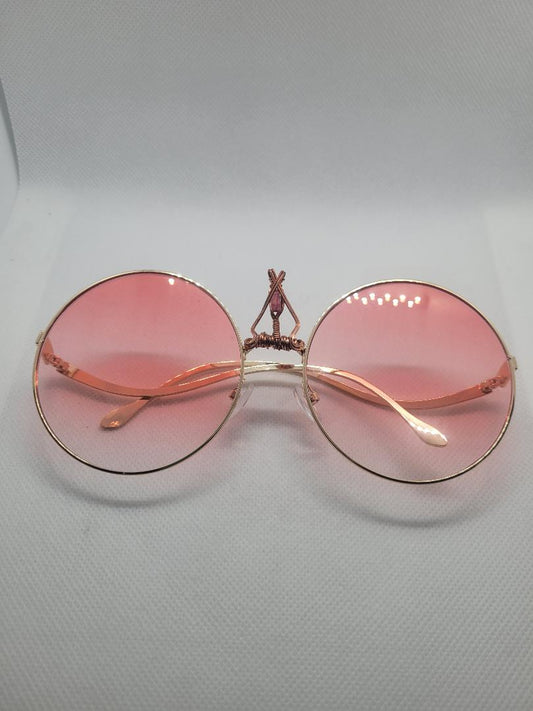 Rose Tinted Round Glasses - Pink Tourmaline Gemstone