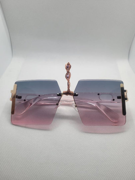 Blue & Pink Tinted Third Eye Shades - Double African Amethyst Crystal