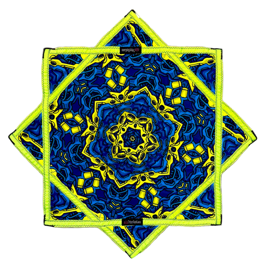 Mini - Blue & UV Yellow Robotic Design + 2x Sided Flow Star (UV Print & Edge) 24"